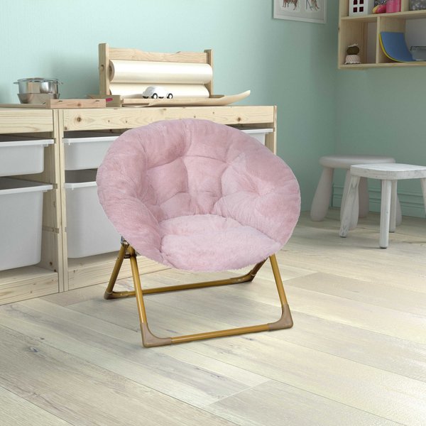 Flash Furniture Kids BlushSoft Gold Faux Fur Saucer Chair FV-FMC-030-BL-SGD-GG
